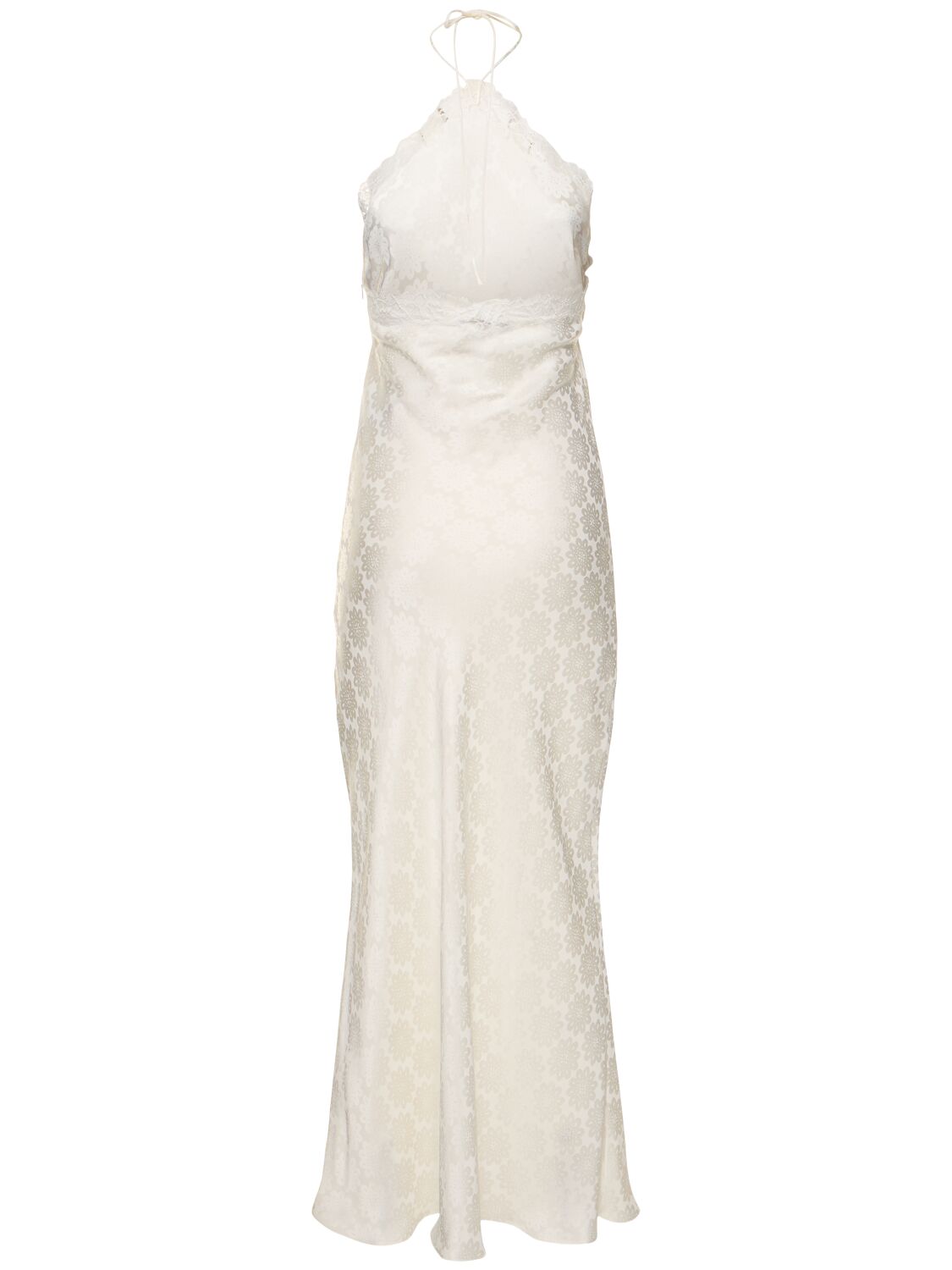 Shop Stella Mccartney Jacquard Satin Halter Neck Midi Dress In White