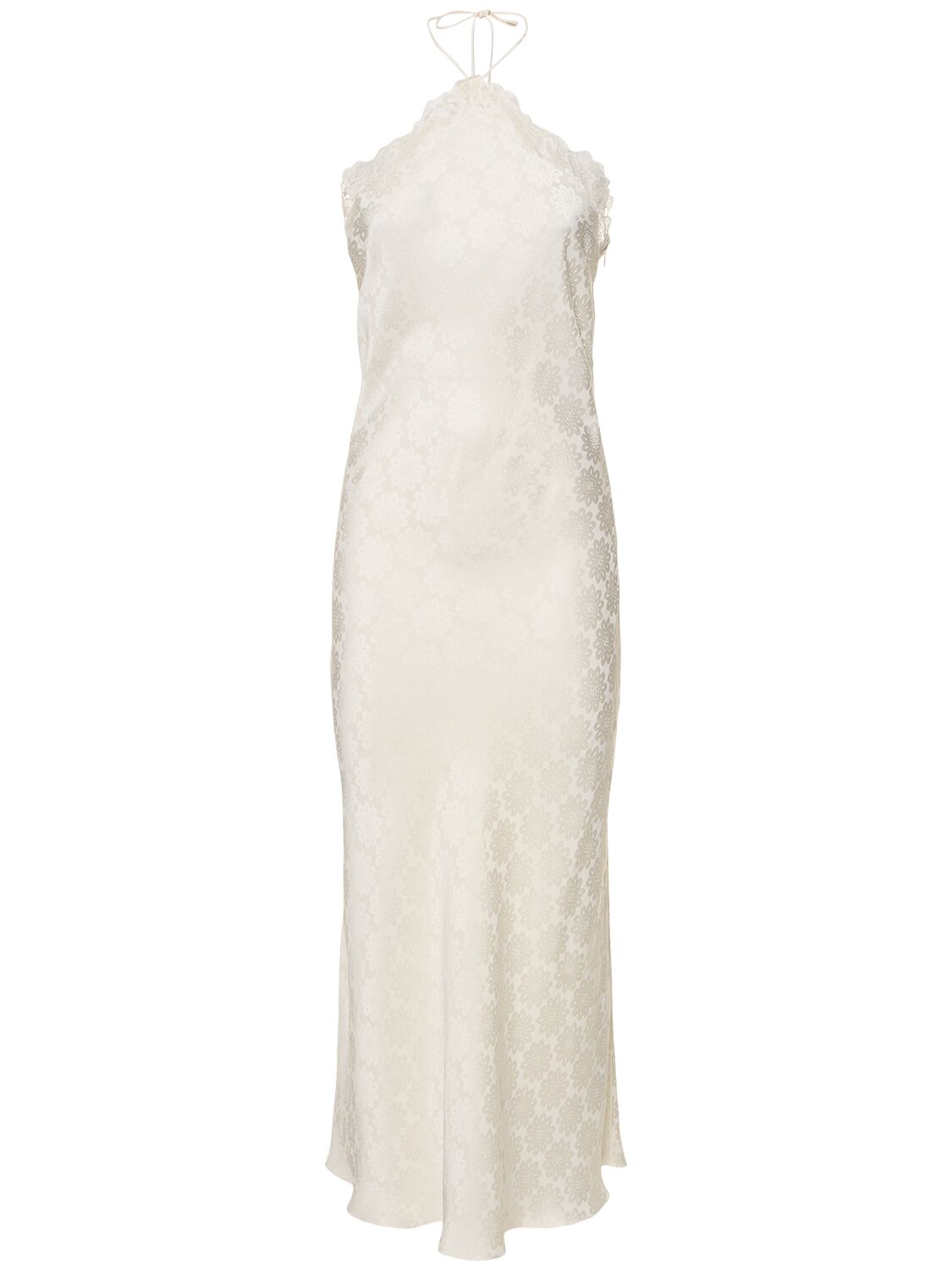 Stella Mccartney Lace-trimmed Floral Jacquard Midi Dress In White