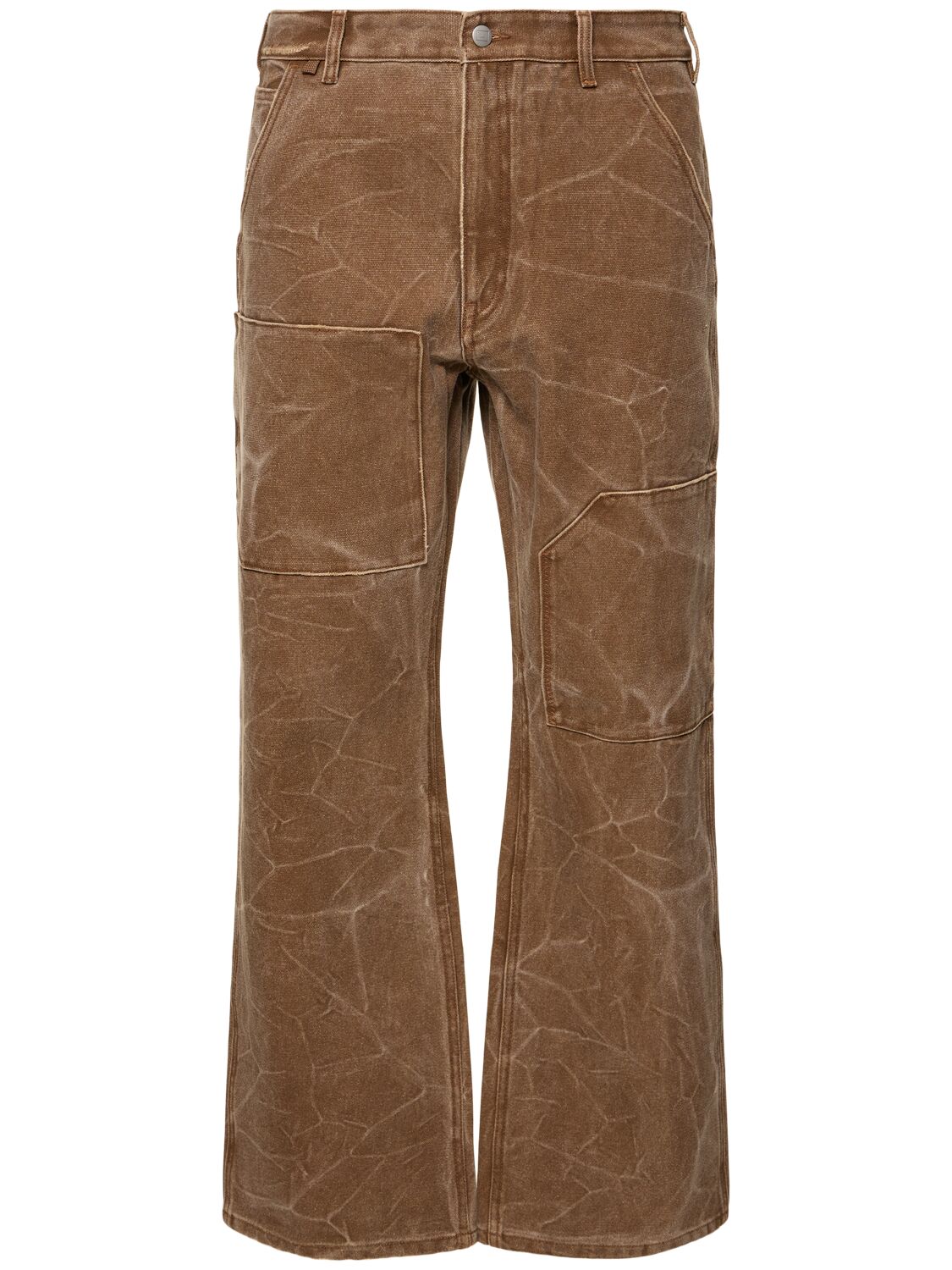 Acne Studios Palma Patch Logo Cotton Canvas Pants In Toffee Brown