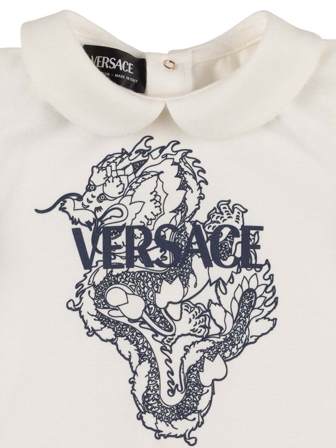 VERSACE DRAGON COTTON JERSEY ROMPER & HAT 