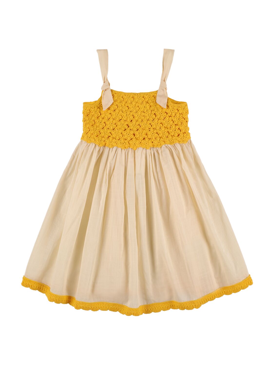 Zimmermann Kids' Cotton Muslin Dress In White,yellow