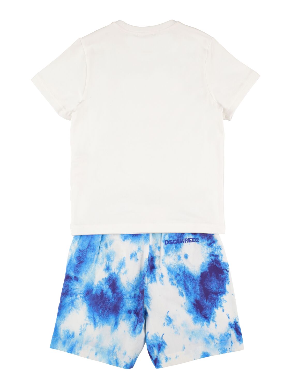 Shop Dsquared2 Printed Cotton Jersey T-shirt & Shorts In White,blue