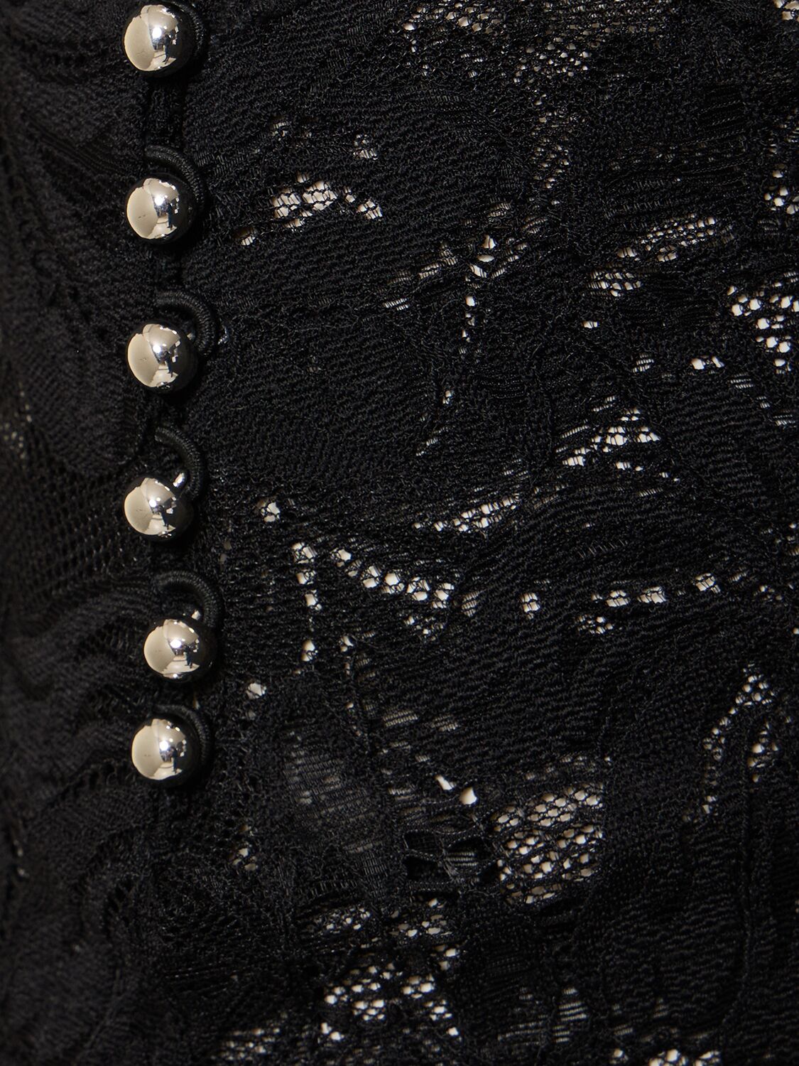 Shop Rabanne High Rise Lace Flared Midi Skirt In Black