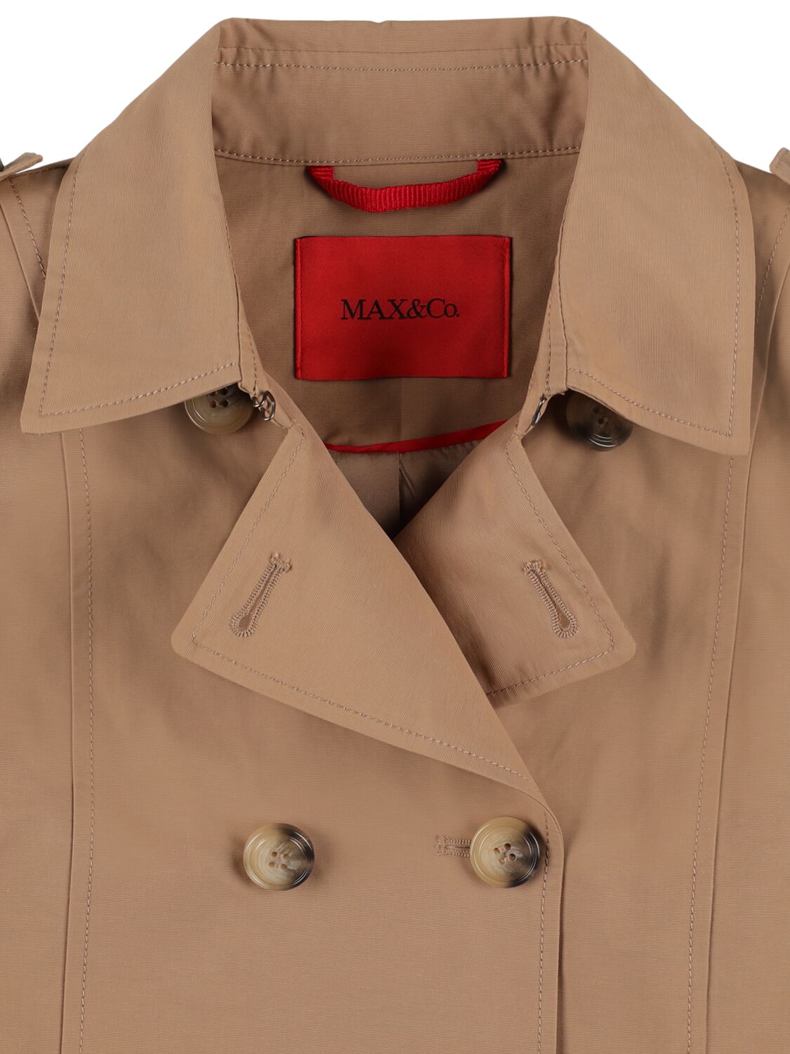 Shop Max & Co Ottoman Cotton & Nylon Trench Coat In Beige