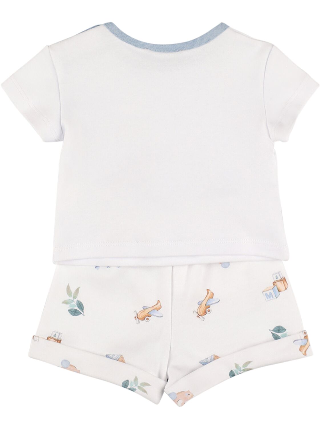 Shop Monnalisa Cotton Jersey T-shirt, Shorts & Socks In White,blue