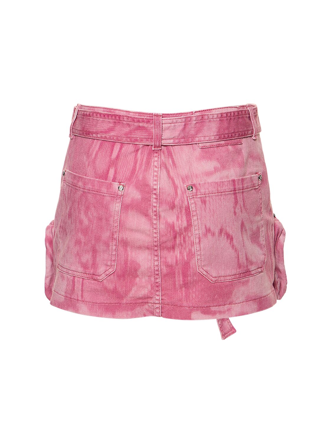 Shop Blumarine Belted Denim Mini Cargo Skirt In Multi,pink