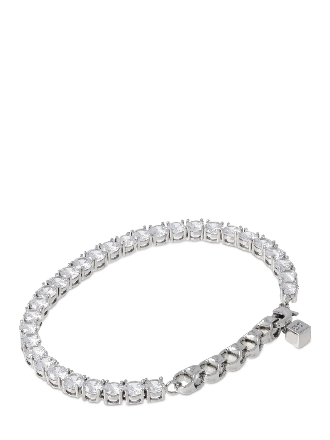 Shop Dsquared2 D2 Crystal Tennis Bracelet In Silver