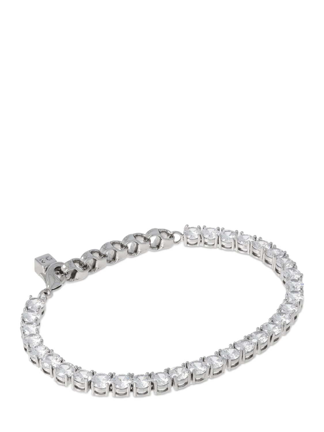 Shop Dsquared2 D2 Crystal Tennis Bracelet In Silver