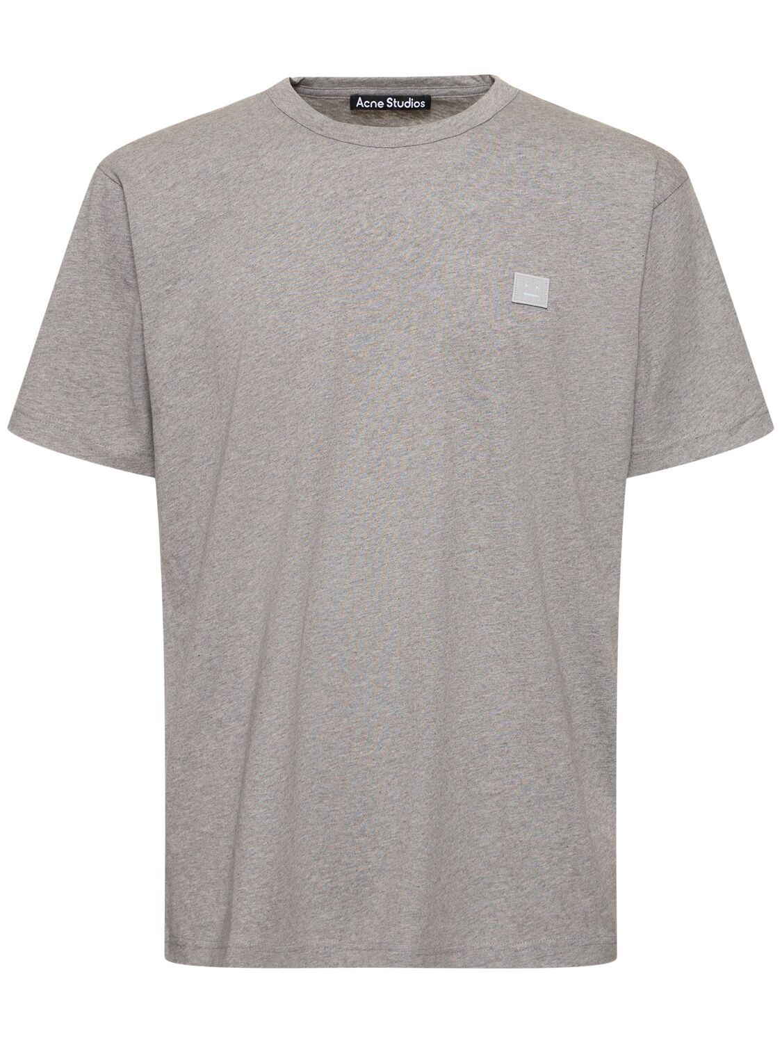 Shop Acne Studios Nace Face Patch Cotton T-shirt In Light Grey