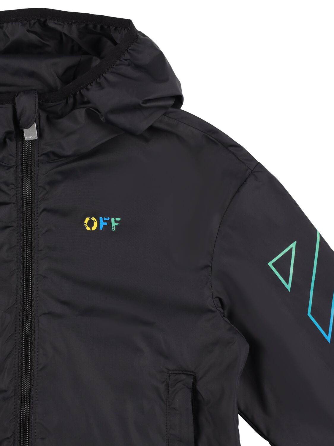 Shop Off-white Arrow Rainbow Nylon Windbreaker Jacket In Black