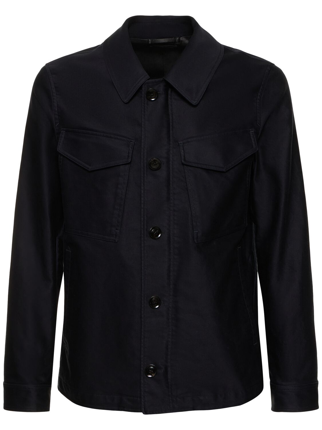Tom Ford Compact Cotton Military Field Jacket In Navy