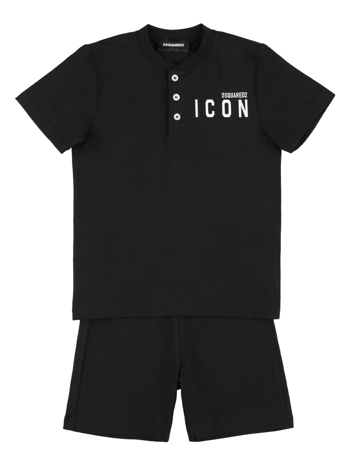 Dsquared2 Kids' Printed Cotton Jersey T-shirt & Shorts In Black