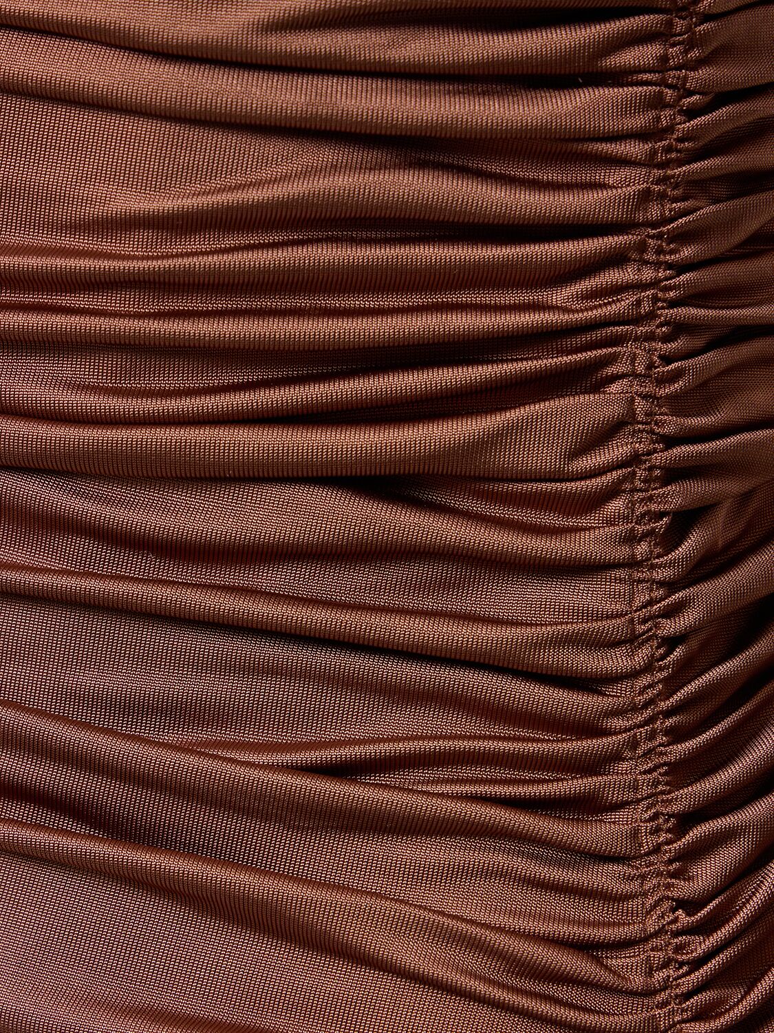 Shop Helmut Lang Luster Stretch Viscose Long Dress In Brown
