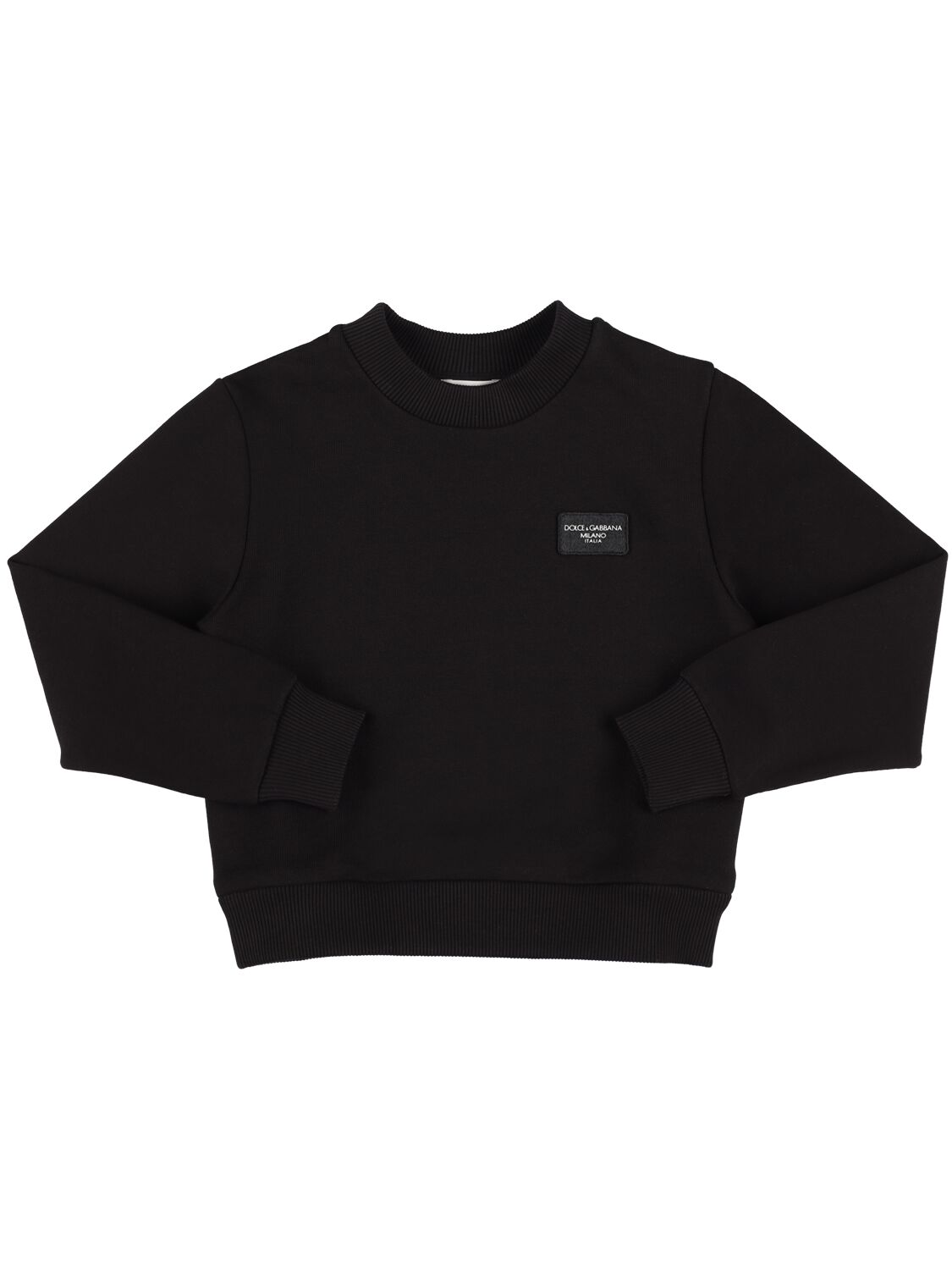 Dolce & Gabbana Kids' Logo Printed Cotton Sweatshirt In Black