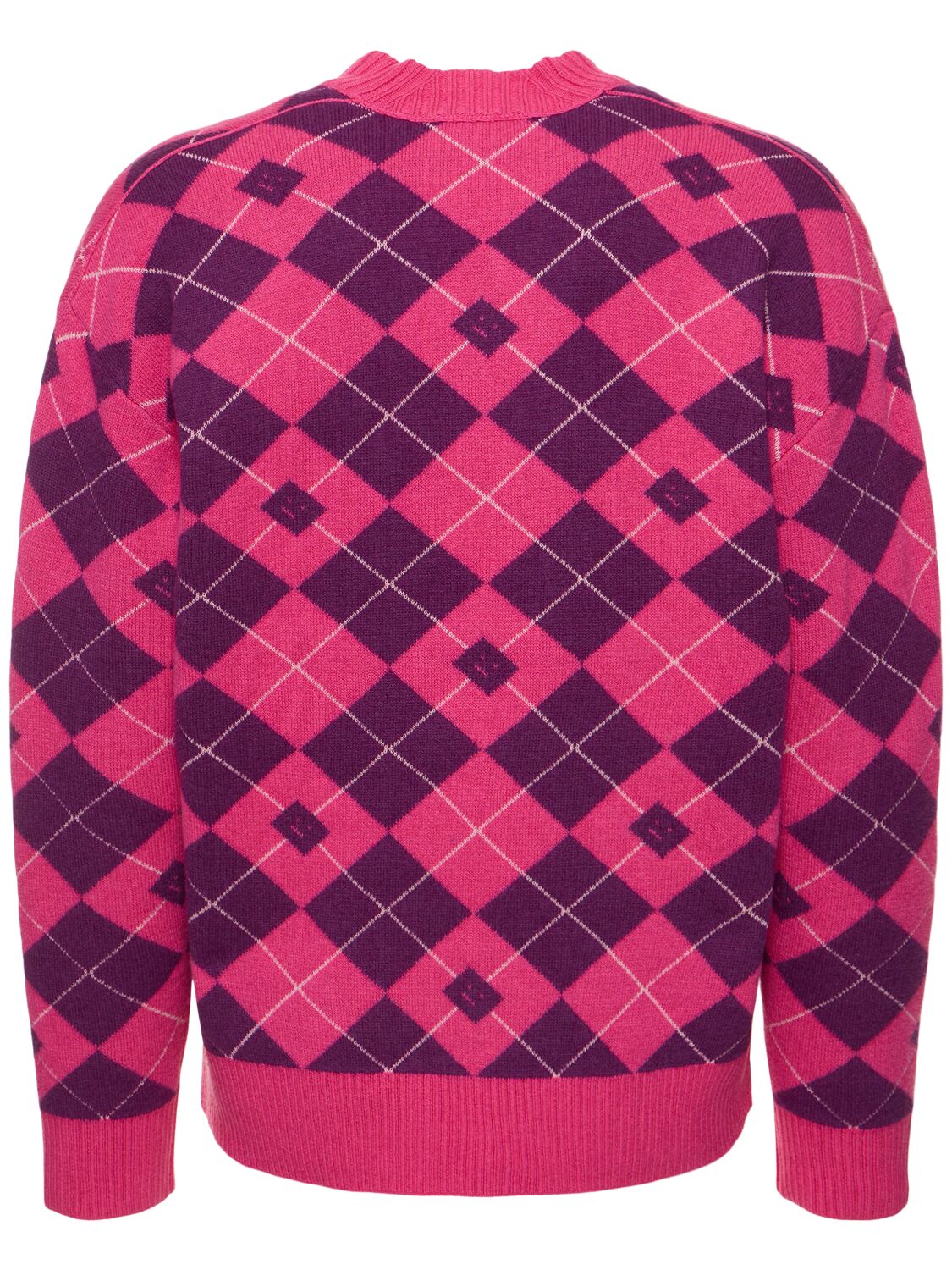 Shop Acne Studios Kwan Wool Blend Knit V Neck Sweater In Bright Pink