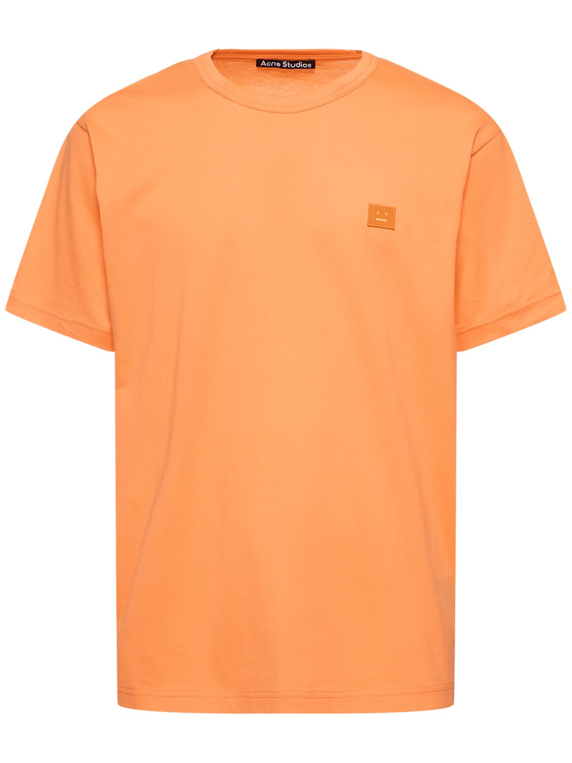 Acne Studios Face-motif Organic Cotton T-shirt In Mandarin Orange
