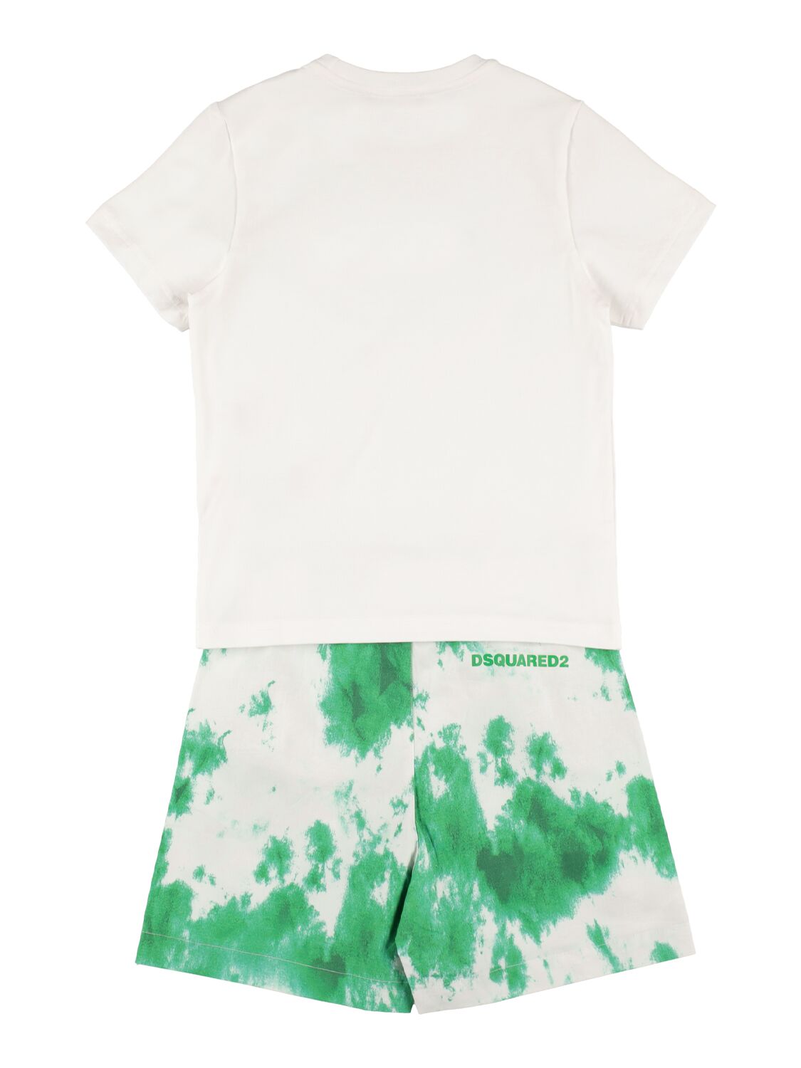 Shop Dsquared2 Printed Cotton Jersey T-shirt & Shorts In White,green