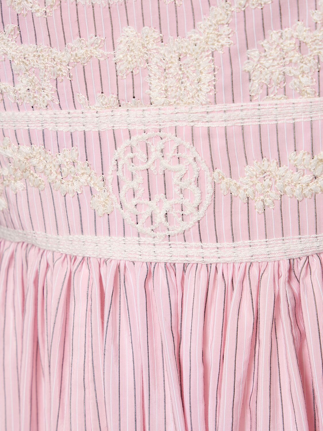 Shop Elie Saab Embroidered Poplin Midi Dress In White,pink