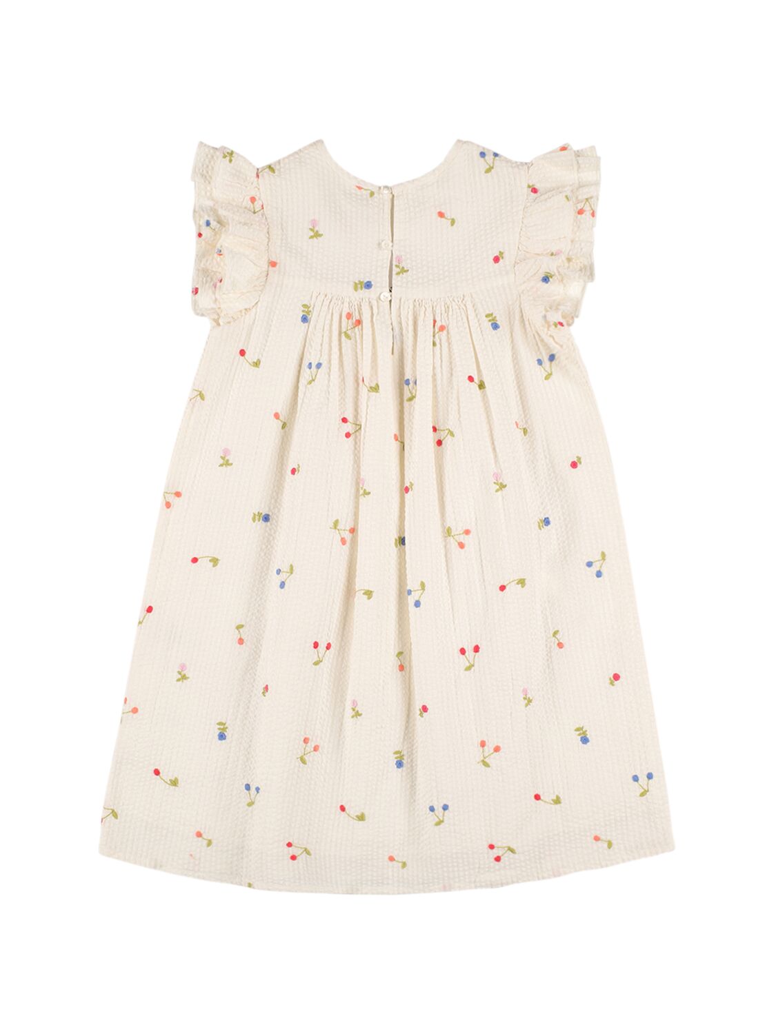 Shop Bonpoint Cherry Embroidered Cotton Dress In White