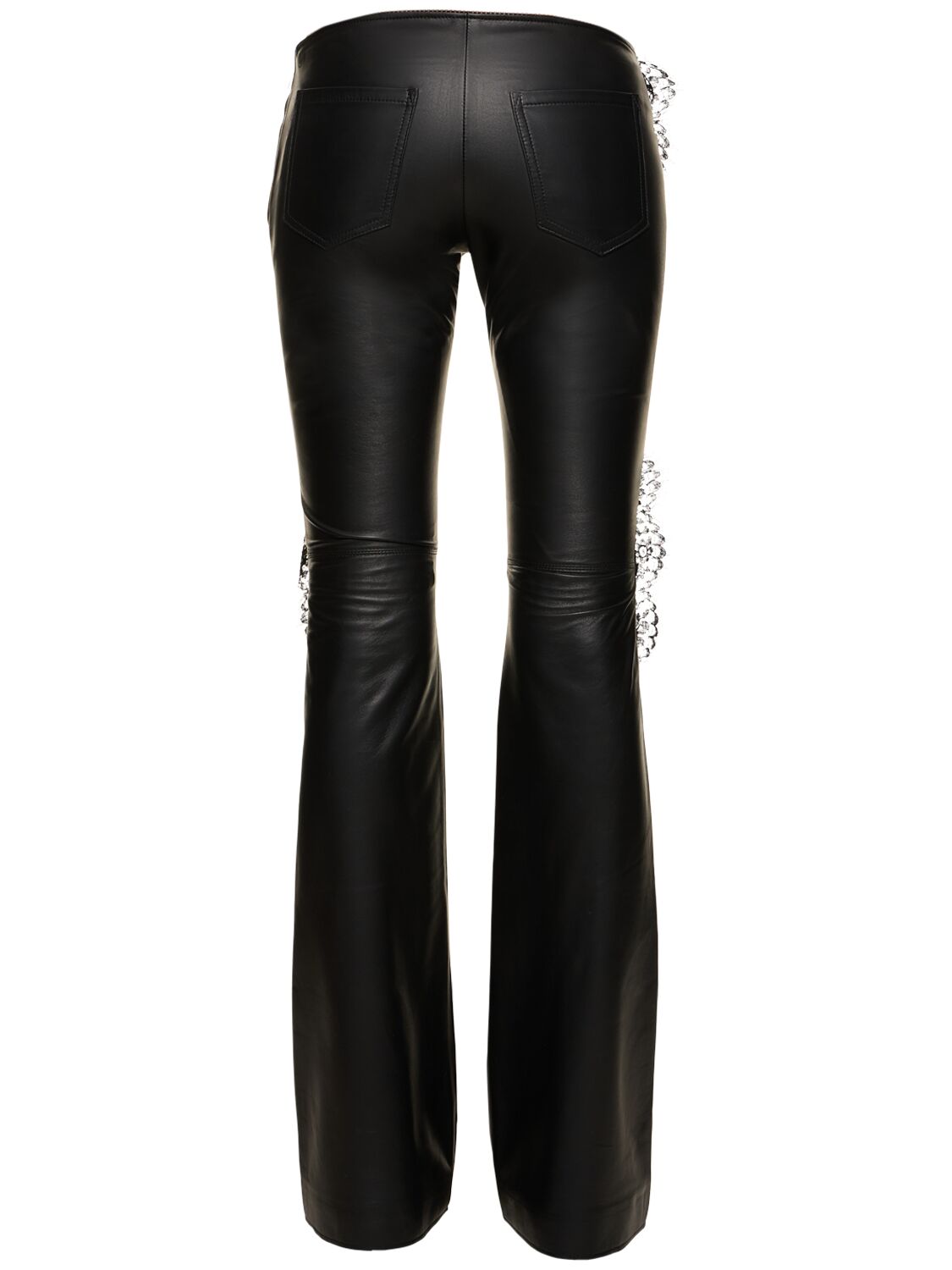 Shop Off-white Napa Leather Pants W/lace In Black