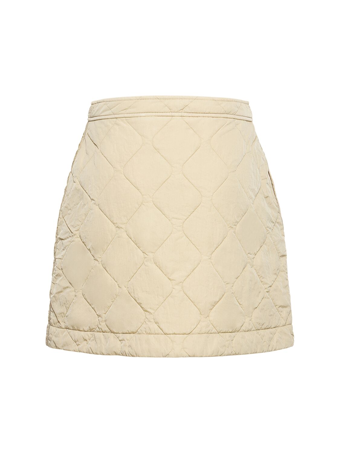 Shop Burberry Reversible Quilted Mini Wrap Skirt In Beige