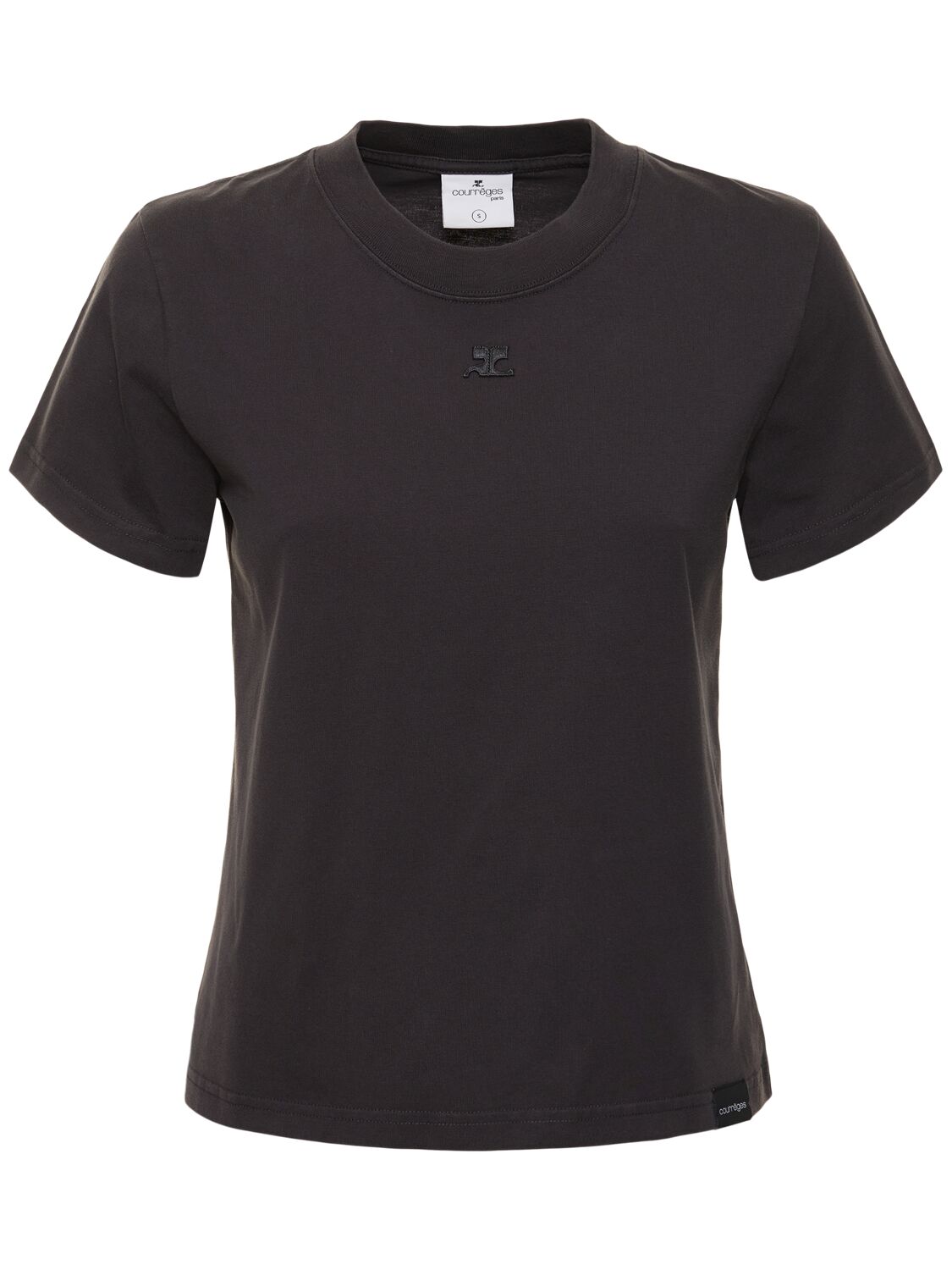 Courrèges Logo Cotton Jersey T-shirt In Grey