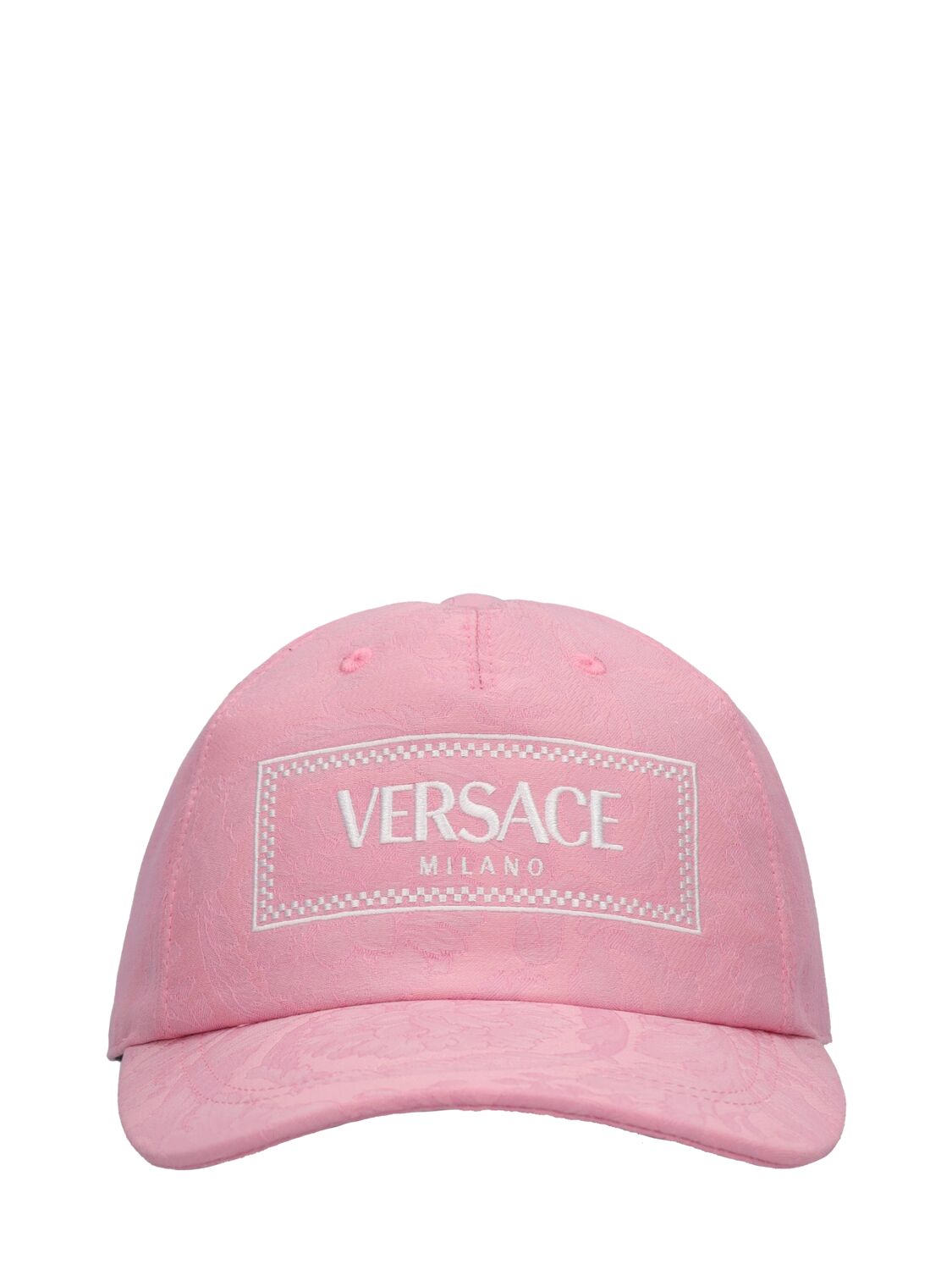 Versace Logo提花棒球帽 In Pink White