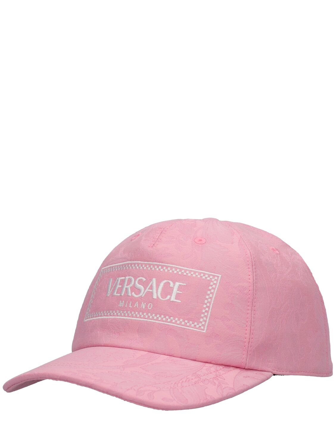 Shop Versace Logo Jacquard Baseball Cap In Pink White