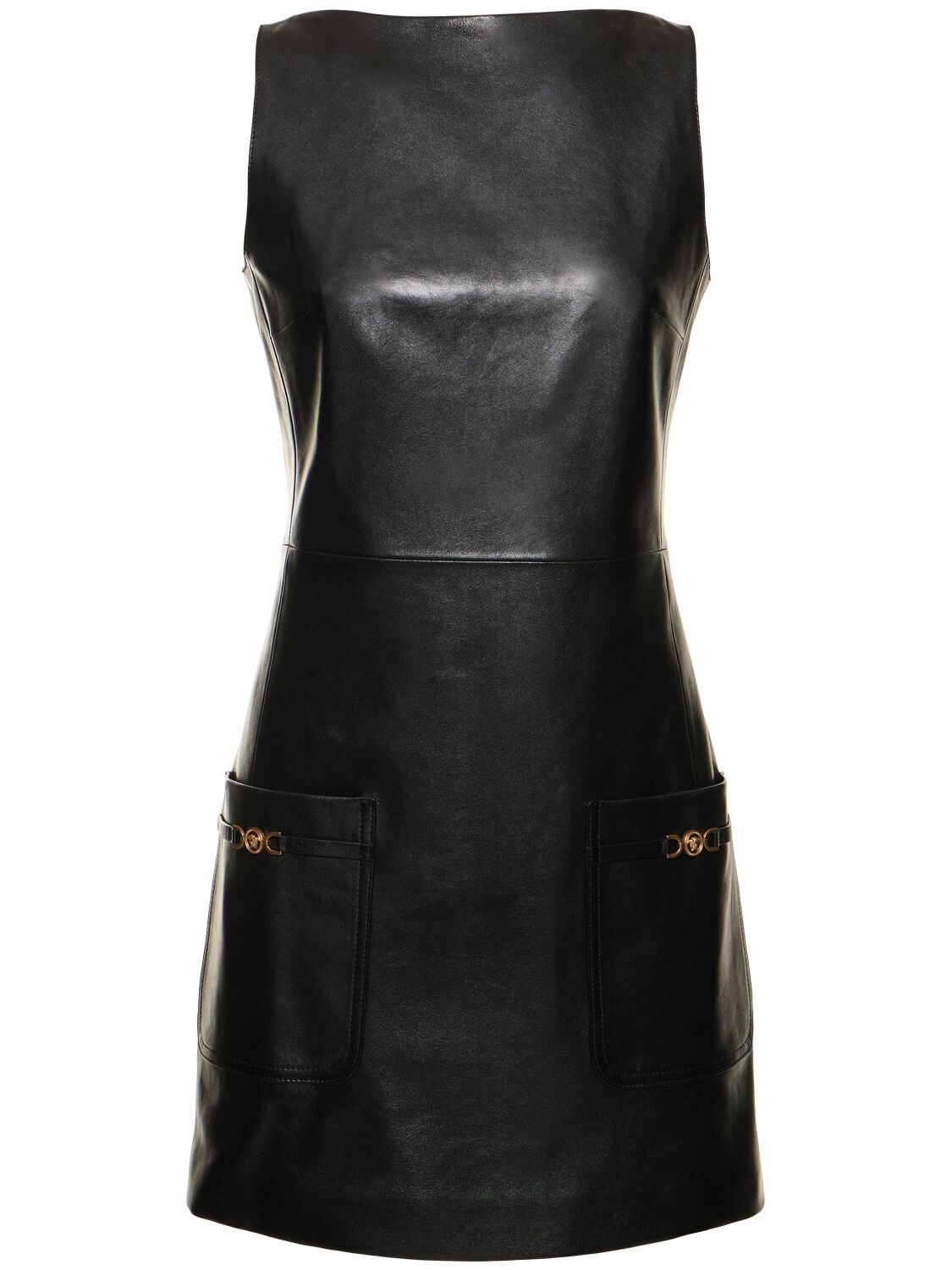 Versace Hollywood Series Leather Dress In 블랙