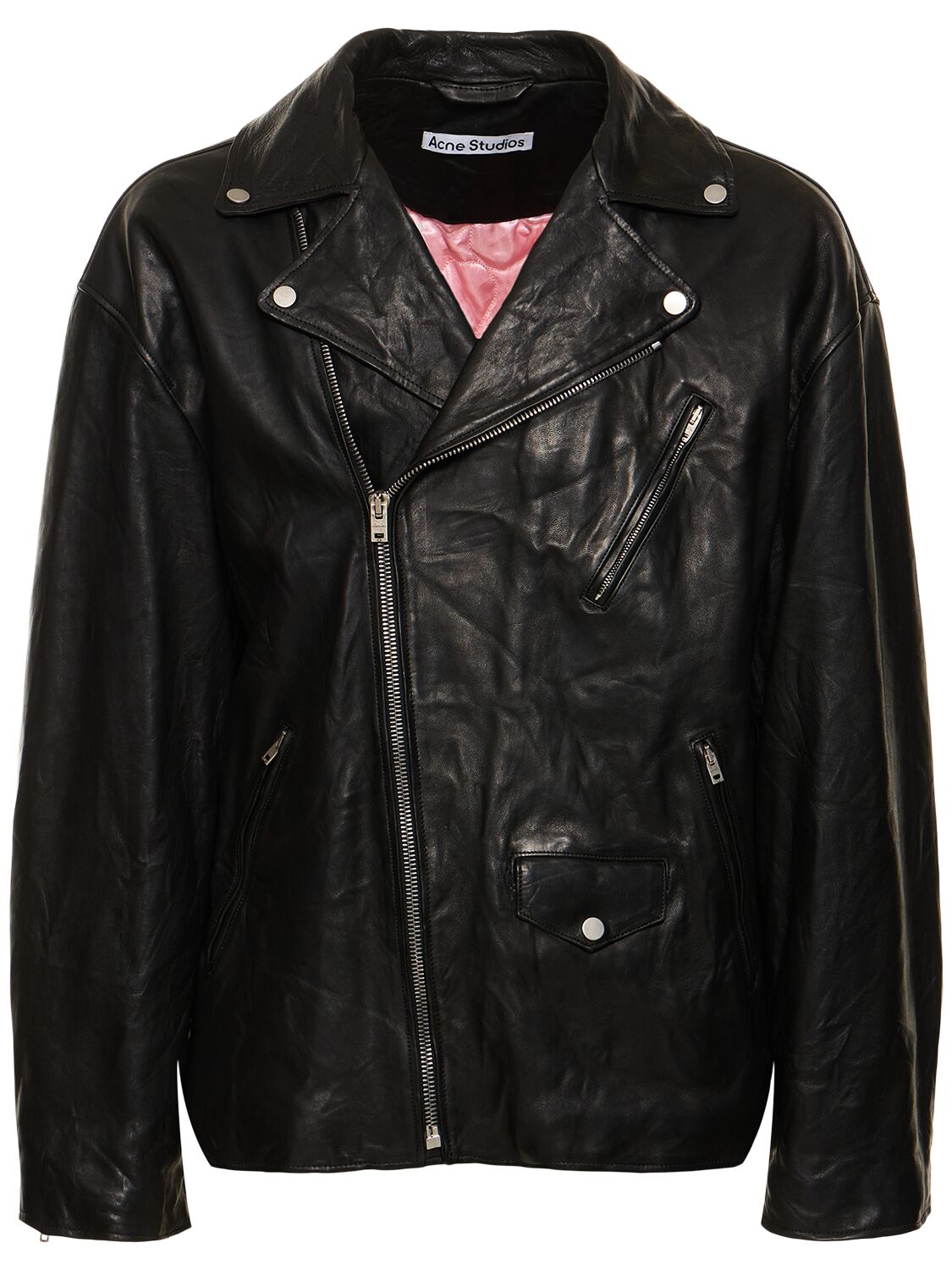 Shop Acne Studios Liker Distressed Leather Jacket In Black
