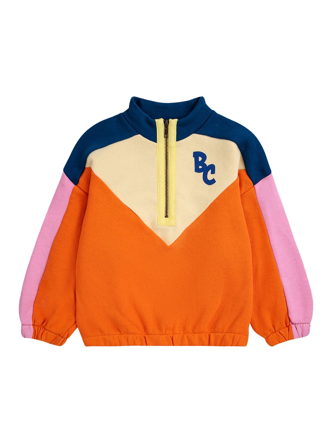 Image of Color Block Cotton Full-zip Sweatshirt