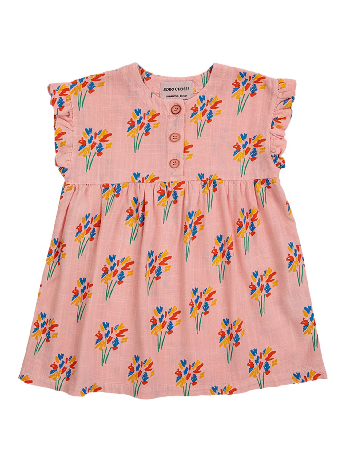 Shop Bobo Choses Printed Woven Linen Blend Dress In Pink