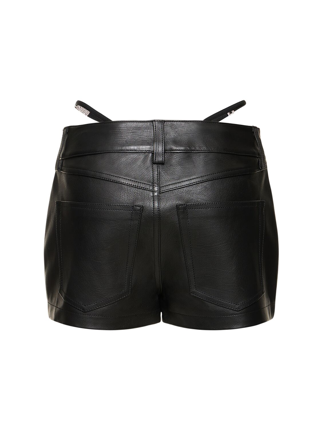 Shop Alexander Wang Leather Mini Skort W/ Buckle Belt In Black