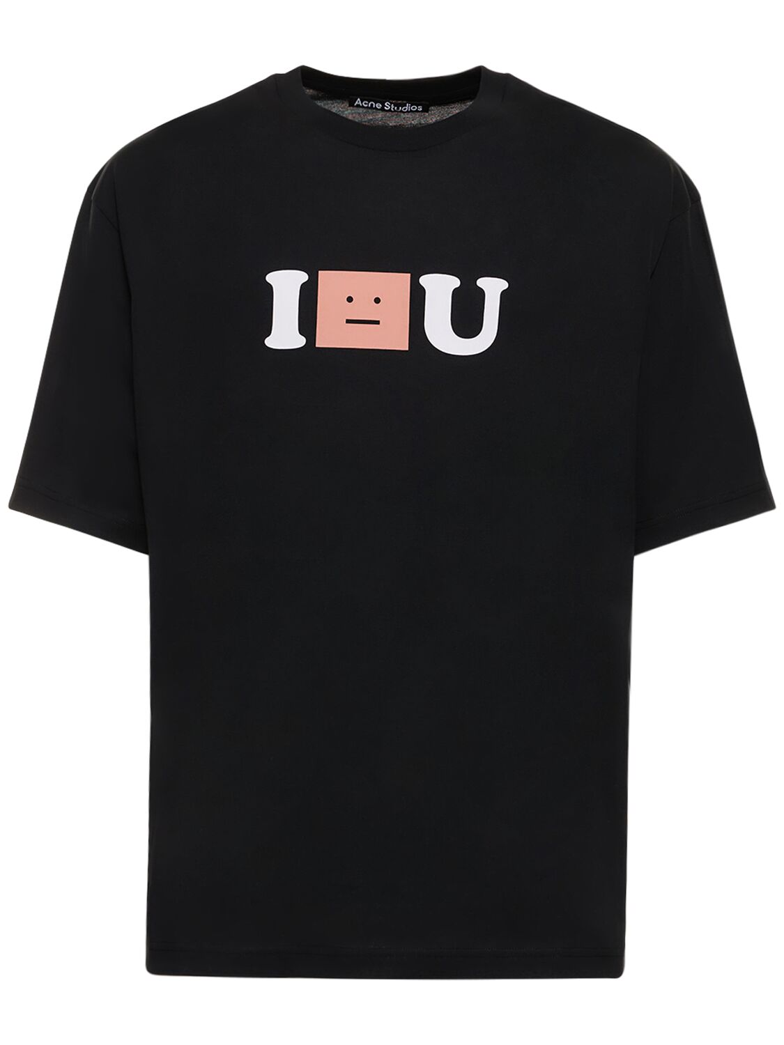 Acne Studios Exford I Face You Print Cotton T-shirt In Black