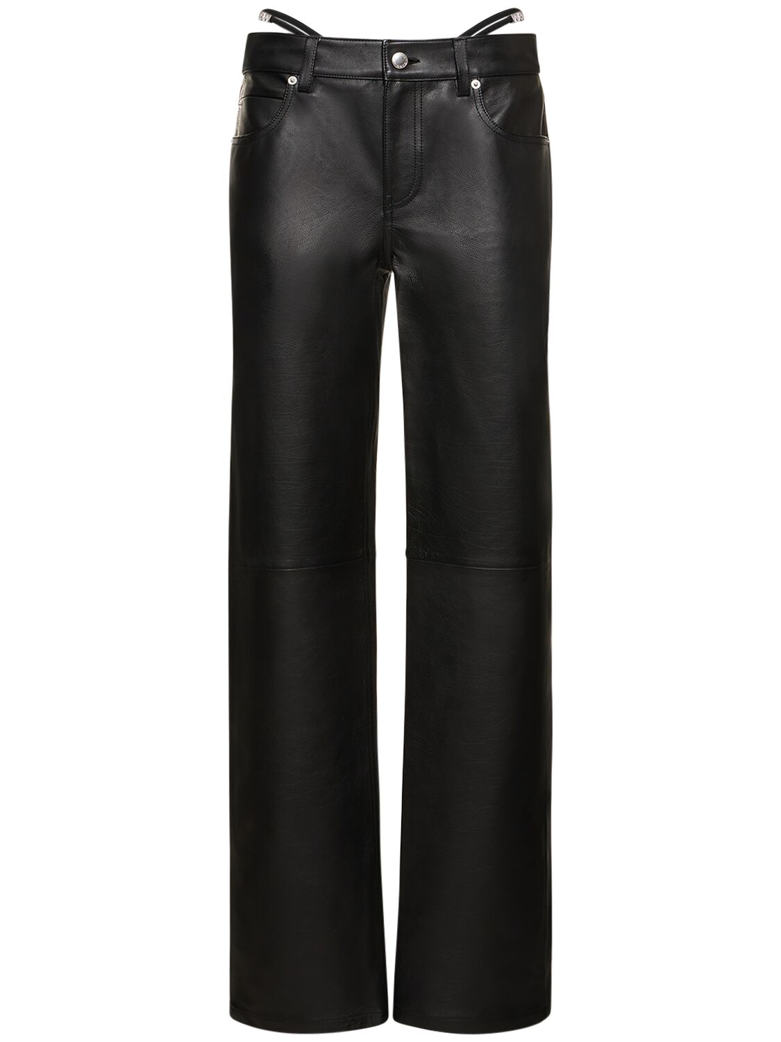 Image of Low Rise Leather Jeans