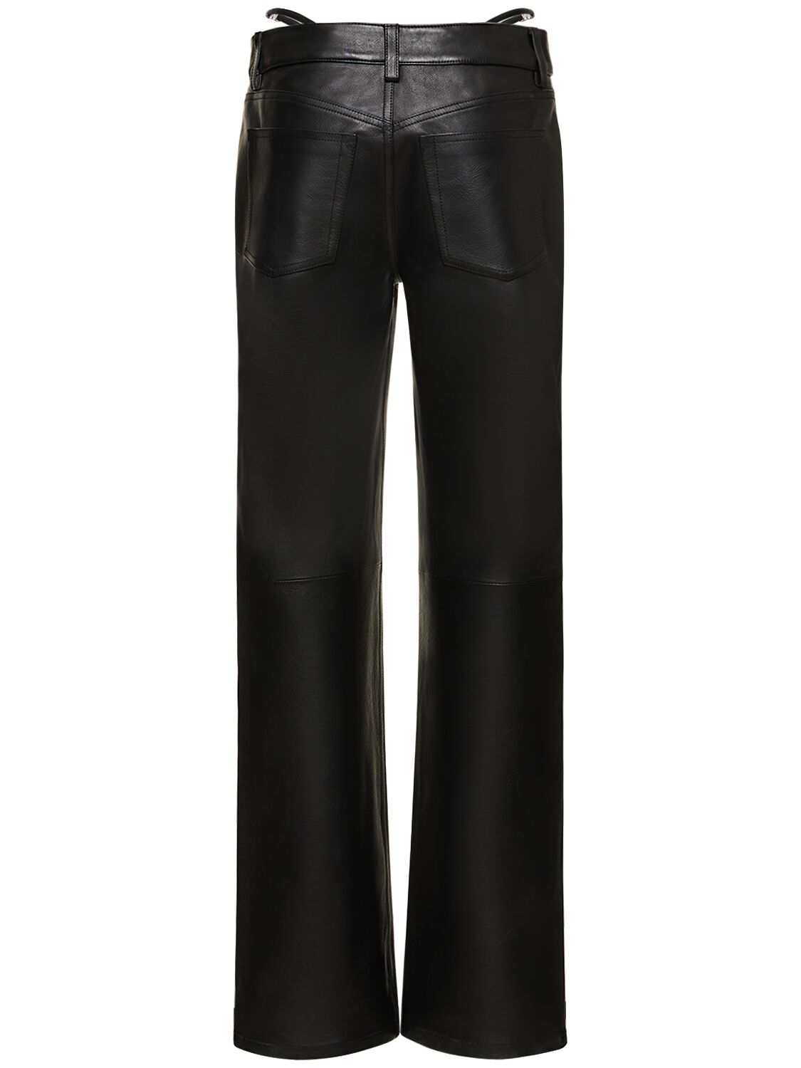 Shop Alexander Wang Low Rise Leather Jeans In Black