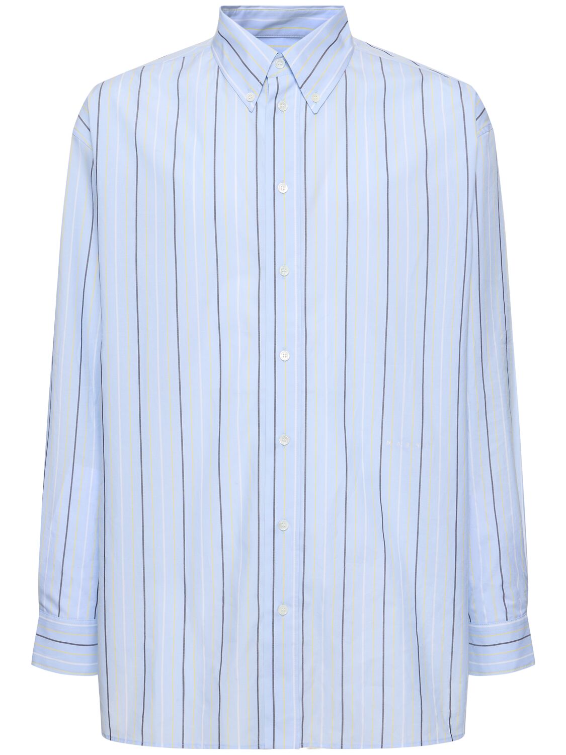 Marni Striped Organic Cotton Poplin Over Shirt In Blue