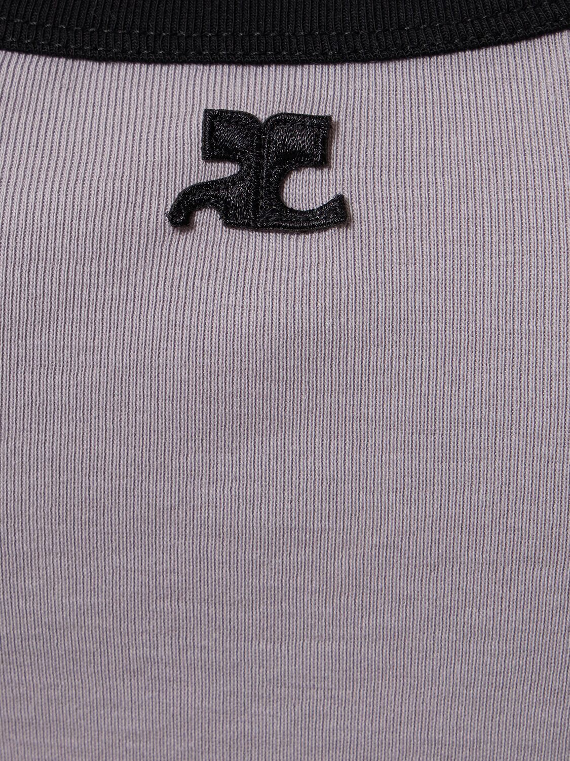 Shop Courrèges Holistic Contrast Cotton T-shirt In Grey