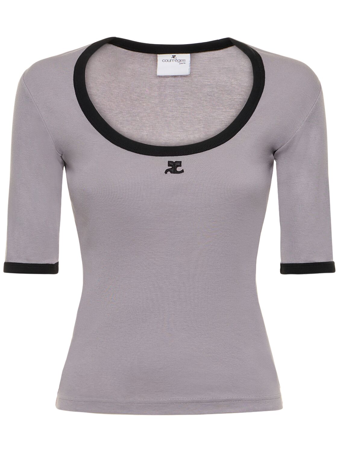 Courrèges Holistic Contrast Cotton T-shirt In Grey