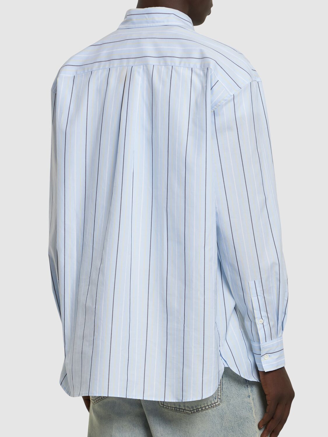 Shop Marni Striped Organic Cotton Poplin Over Shirt In Blue