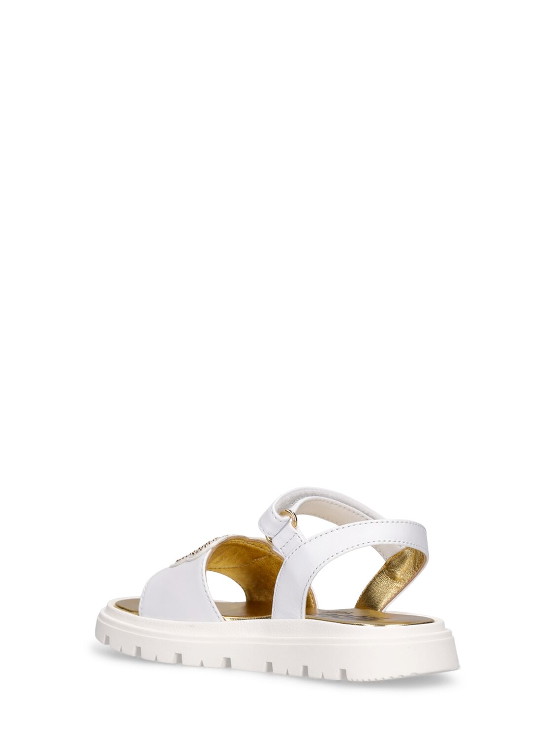 Shop Moschino Embellished Leather Sandals In White