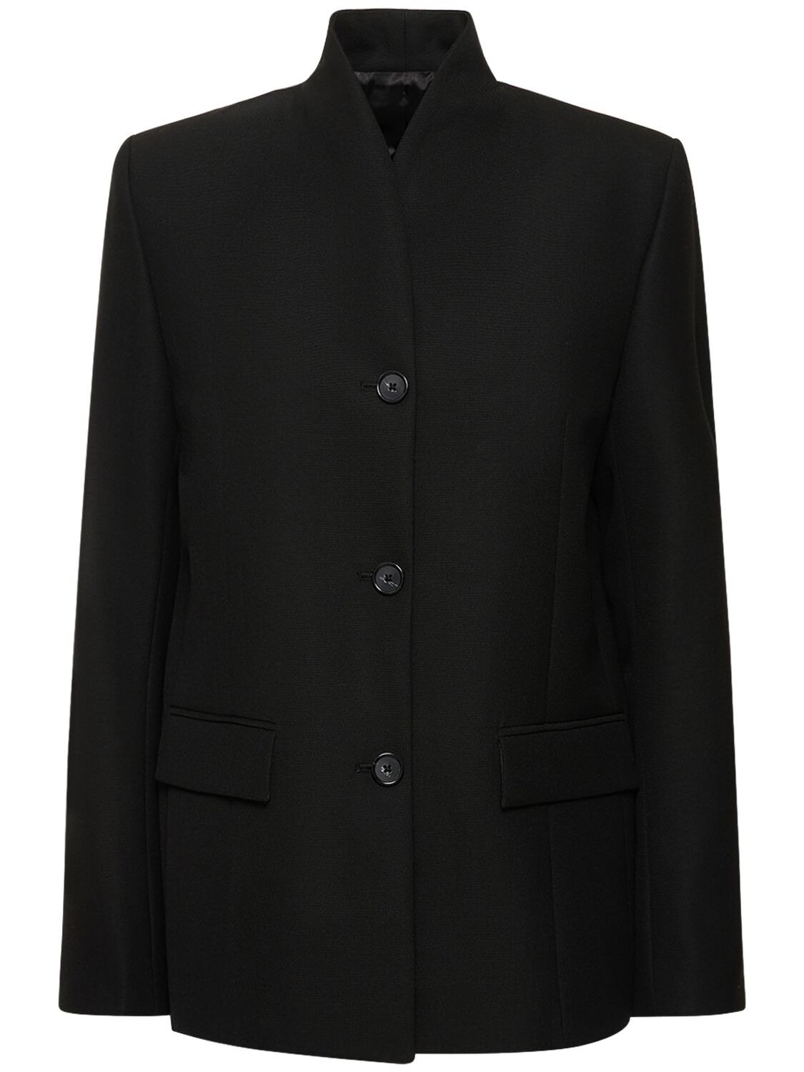 Totême Overlay Wool Blend Blazer In Black