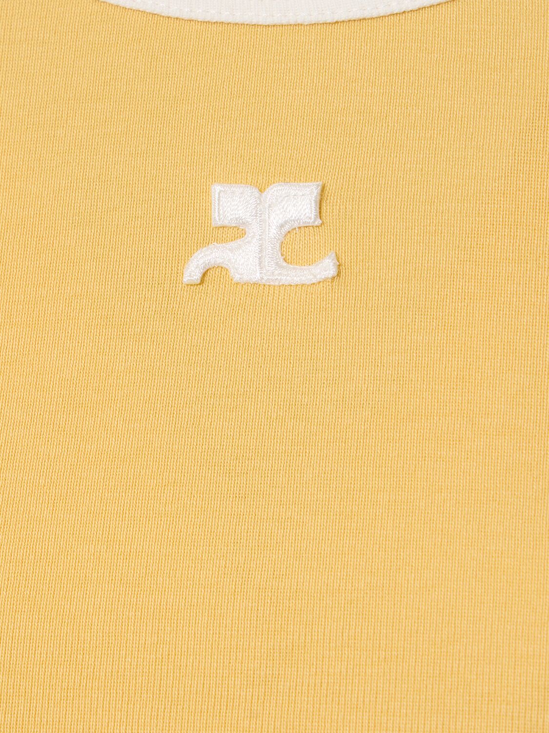 Shop Courrèges Contrast Cotton Jersey T-shirt In Yellow