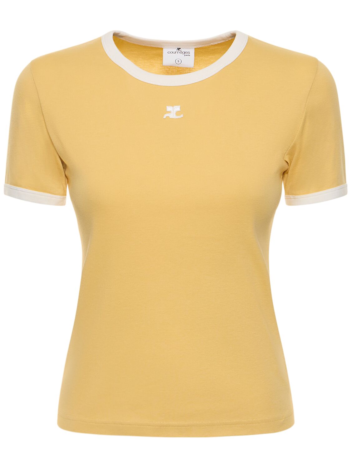 Courrèges Contrast Cotton Jersey T-shirt In Yellow