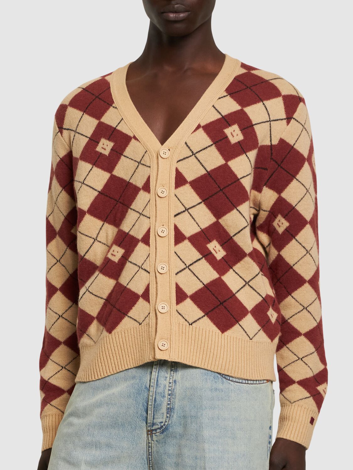 Acne Studios - Katch Jacquard-Knit Wool and Cotton-Blend Sweater - Pink  Acne Studios