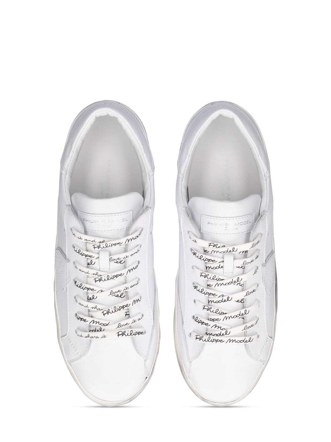 Shop Philippe Model Paris Leather Lace-up Sneakers In White