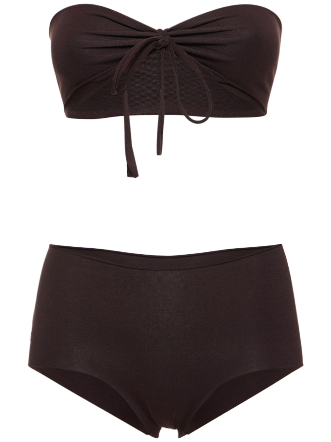 Isole & Vulcani Seamless Cotton Jersey Bikini In Dark Brown