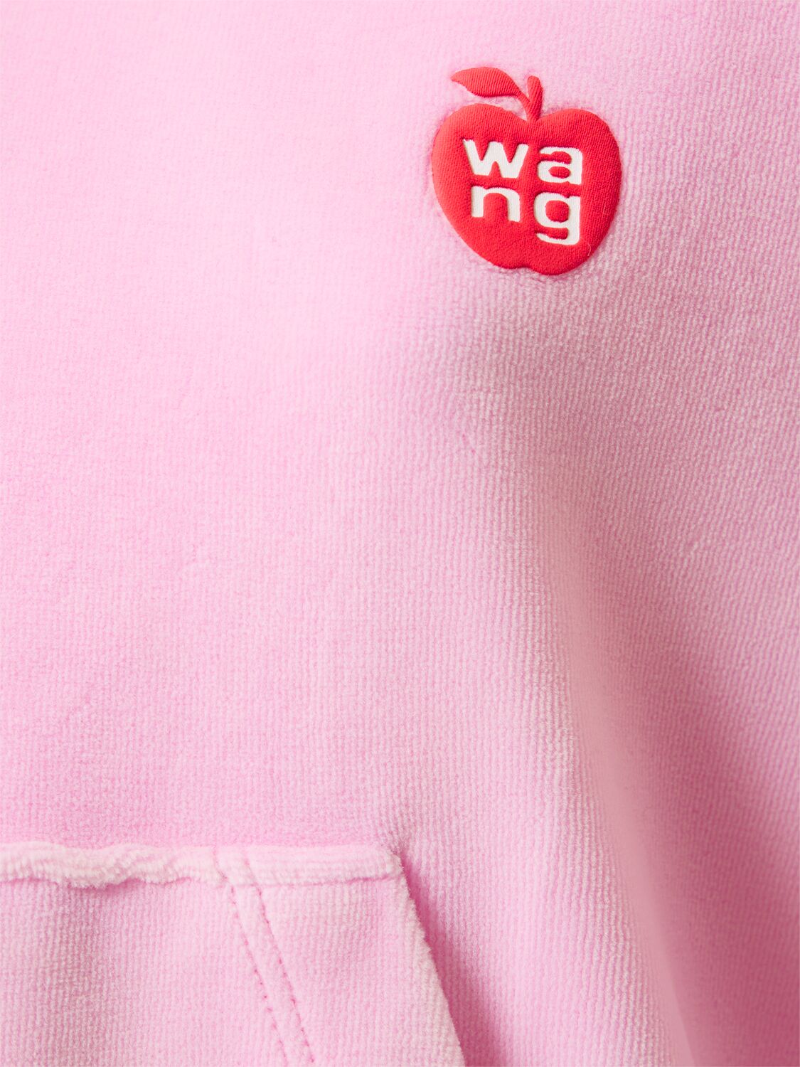 Shop Alexander Wang Cropped Zip Up Cotton Hoodie W/ Logo In Pink