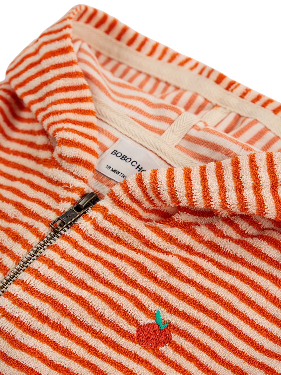 Shop Bobo Choses Hooded Terry Full-zip Sweatshirt In Orange