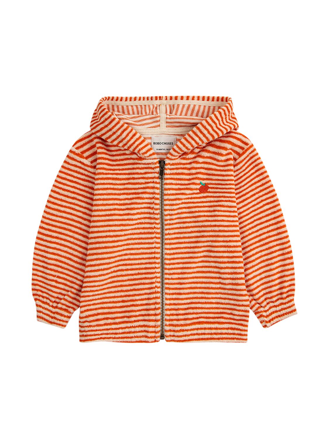 Bobo Choses Babies' Hooded Terry Full-zip Sweatshirt In Orange